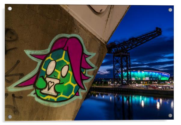 Street art on the Squinty Bridge, River Clyde, Gla Acrylic by Rich Fotografi 