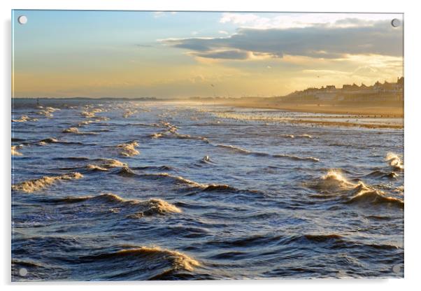 White-tipped Waves at Bridlington Beach Acrylic by Rich Fotografi 