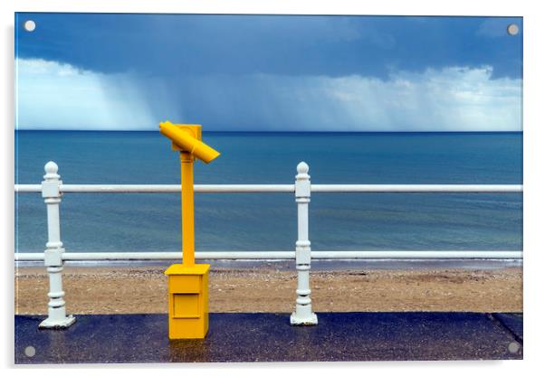 Rain showers over Bridlington Bay Acrylic by Rich Fotografi 