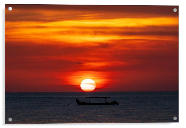 Sunset on Kuta Beach Acrylic by Rich Fotografi 