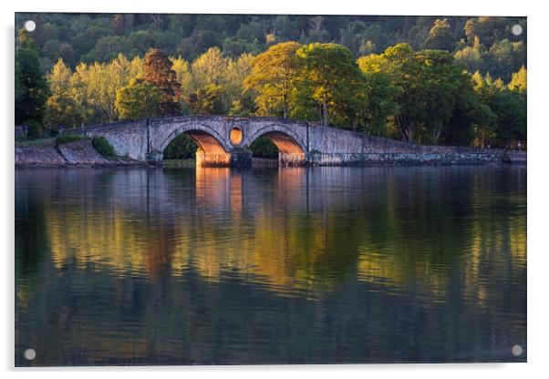 Aray Bridge, Loch Shira at Sunset Acrylic by Rich Fotografi 