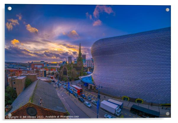 Sunset in Birmingham. Acrylic by Bill Allsopp