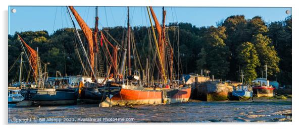 Thames barges at Pin Mill. Acrylic by Bill Allsopp