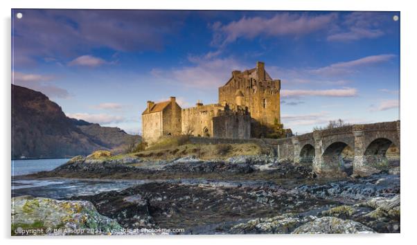 Eileen Donan castle and bridge. Acrylic by Bill Allsopp