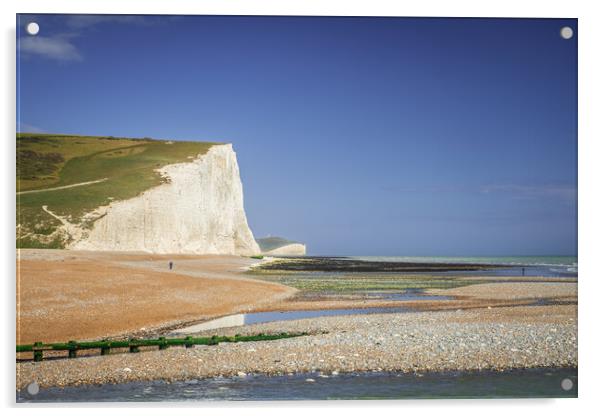 Cuckmere Haven and the cliffs. Acrylic by Bill Allsopp