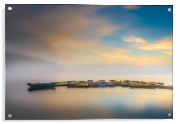 Dawn at the reservoir. Acrylic by Bill Allsopp