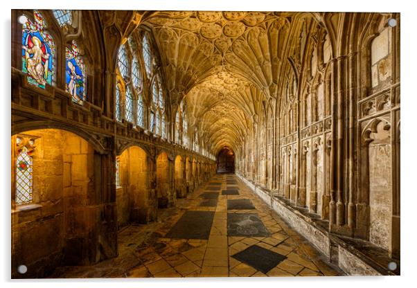Gloucester Cathedral Cloisters. Acrylic by Bill Allsopp