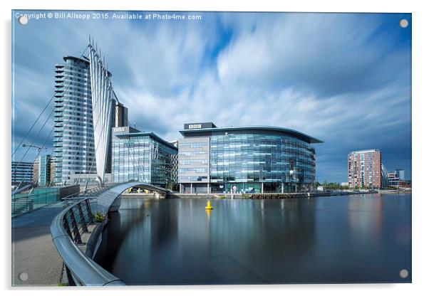 The BBC Centre and Media City at Salford Quays. Acrylic by Bill Allsopp