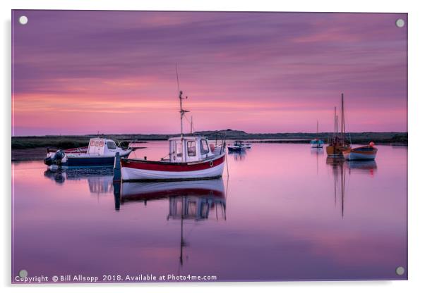 Sunset at Burnham Overy Staithe. Acrylic by Bill Allsopp