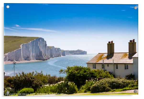 The Seven Sisters and Coastguard Cottages Acrylic by Bill Allsopp