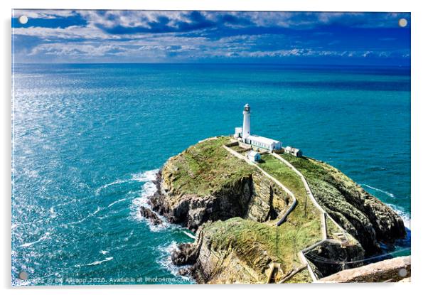 South Stack Lighthouse. Acrylic by Bill Allsopp