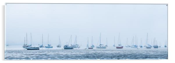 Misty moorings. Acrylic by Bill Allsopp