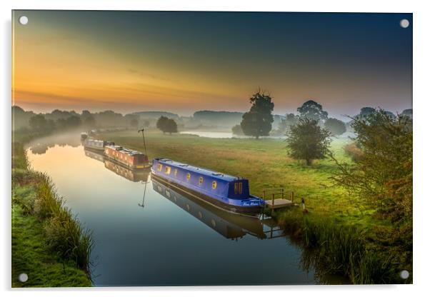 The Ashby Canal at dawn. Acrylic by Bill Allsopp