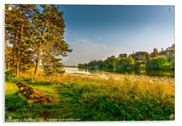 View across Thornton reservoir. Acrylic by Bill Allsopp