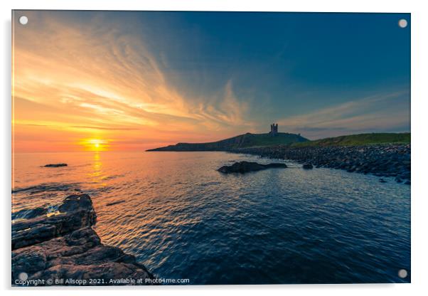 Dunstanburgh castle at dawn. Acrylic by Bill Allsopp