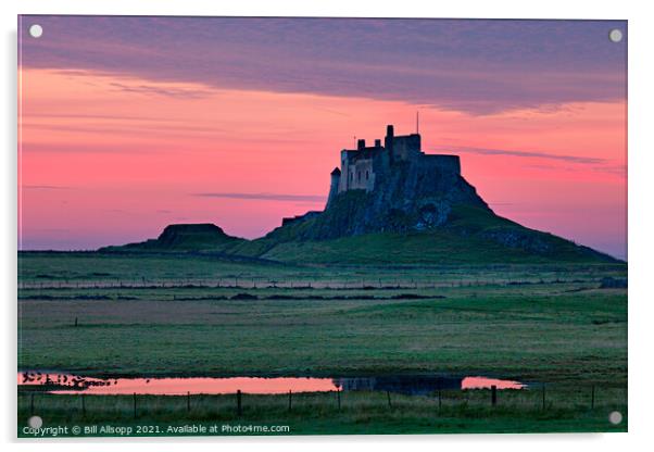 Lindisfarne castle at dawn Acrylic by Bill Allsopp