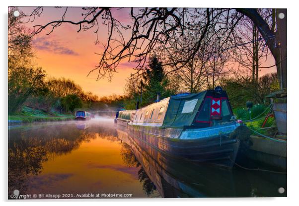 Canal dawn. Acrylic by Bill Allsopp