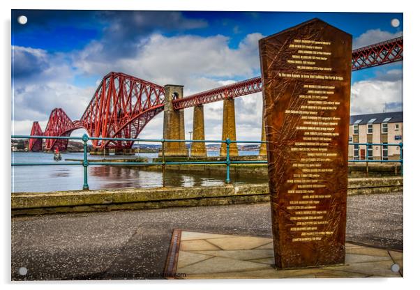 The Forth Bridge Memorial. Acrylic by Bill Allsopp