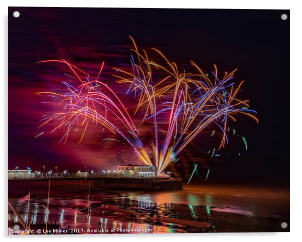Worthing Pier Fireworks  Acrylic by Lee Milner