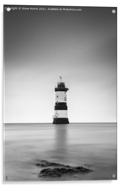Trwyn Du Lighthouse Acrylic by Steve Morris