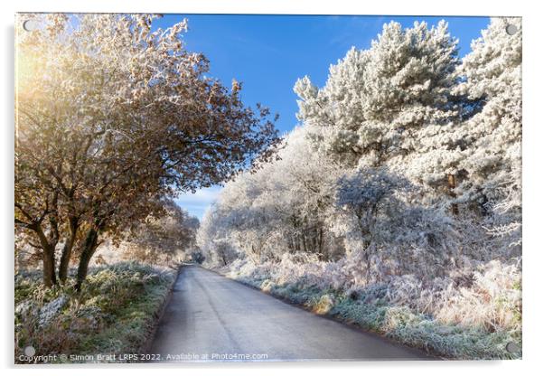 Winter rural road with frozen ice trees Acrylic by Simon Bratt LRPS