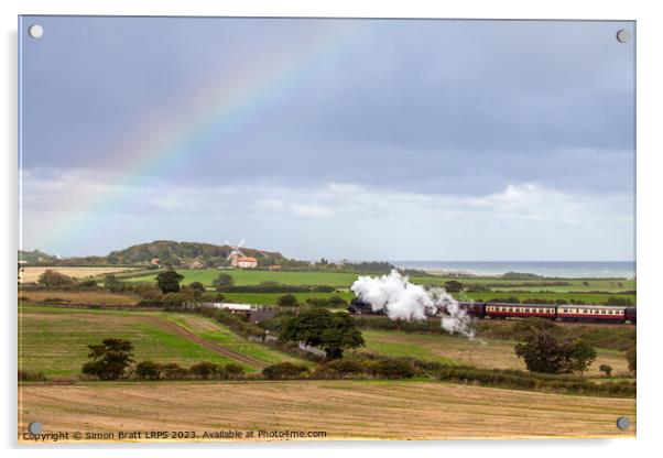 Norfolk steam train and Weybourne windmill rainbow Acrylic by Simon Bratt LRPS
