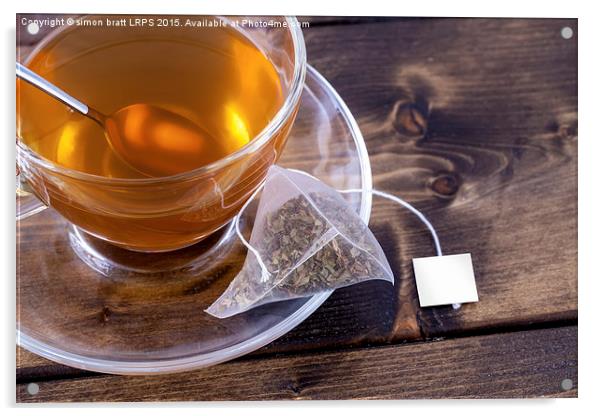 Green tea in glass teacup Acrylic by Simon Bratt LRPS