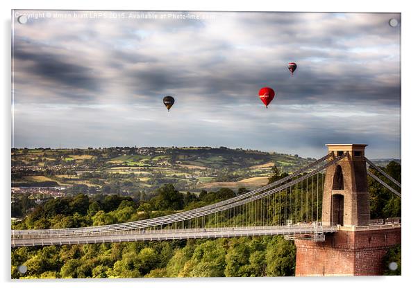  Hot Air Balloons over Clifton Suspension Bridge   Acrylic by Simon Bratt LRPS