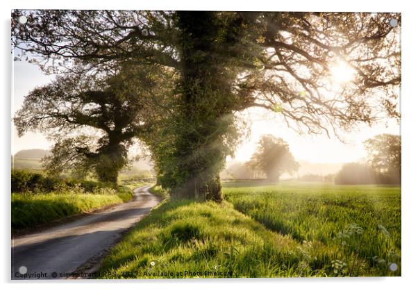 English country road and sunrise Acrylic by Simon Bratt LRPS