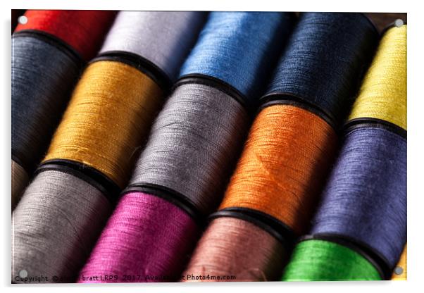 Colorful cotton reels viewed at an angle Acrylic by Simon Bratt LRPS