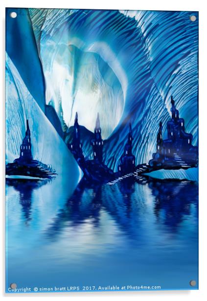 Subterranean Castles wax painting in blue Acrylic by Simon Bratt LRPS
