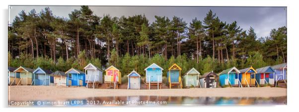 Beach hut row on the Norfolk coast Acrylic by Simon Bratt LRPS