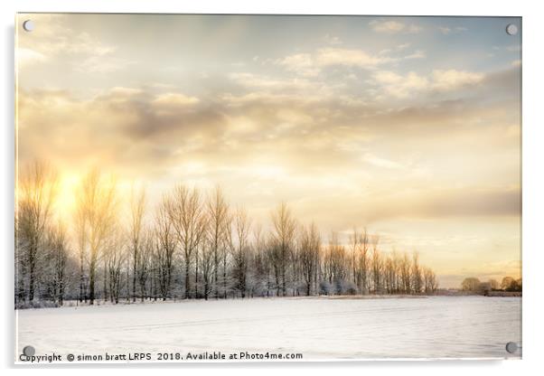 Fire sky over snow fields Acrylic by Simon Bratt LRPS