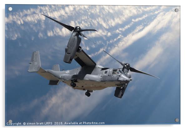 Bell Boeing Osprey V-22 helicopter close up view f Acrylic by Simon Bratt LRPS