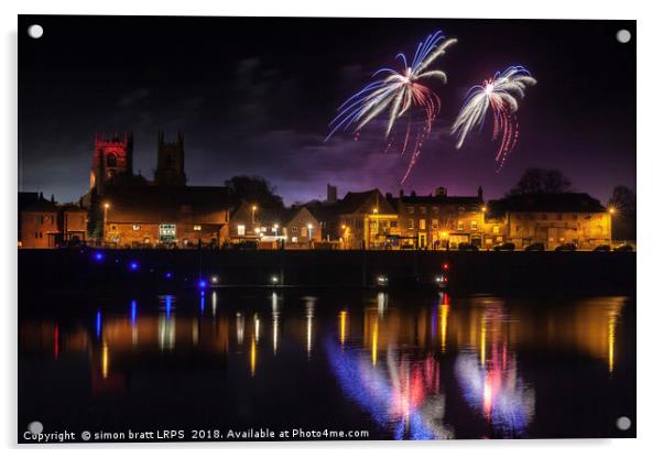 Kings Lynn fireworks over the river Ouse Acrylic by Simon Bratt LRPS