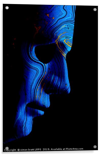 AI robotic face profile close up blue contour Acrylic by Simon Bratt LRPS