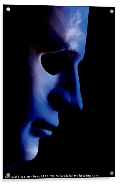 AI robotic face profile close up cloud skin Acrylic by Simon Bratt LRPS