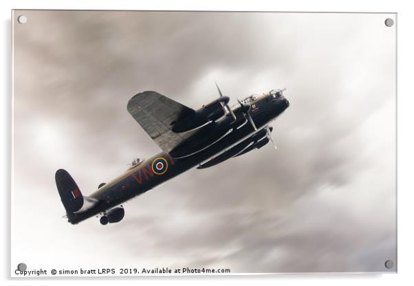 Lancaster bomber close up fly past Acrylic by Simon Bratt LRPS