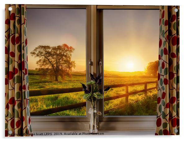 Window with stunning rural sunset view Acrylic by Simon Bratt LRPS