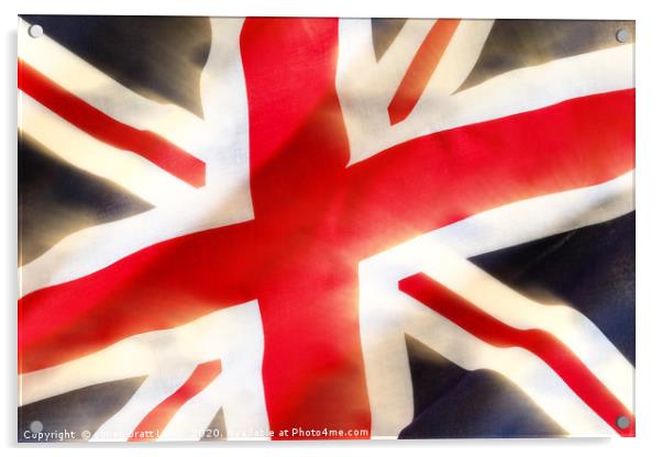 Union jack flag extract waving in the wind Acrylic by Simon Bratt LRPS