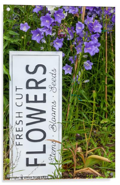 Garden flowers with fresh cut flower sign 0722 Acrylic by Simon Bratt LRPS