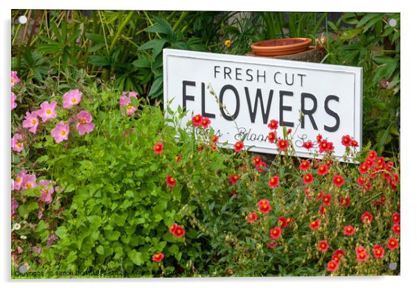 Garden flowers with fresh cut flower sign 0735 Acrylic by Simon Bratt LRPS