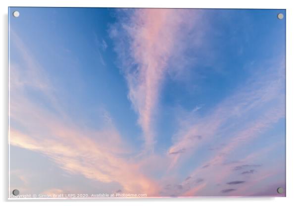 Pink cloud lines and blue skies Acrylic by Simon Bratt LRPS