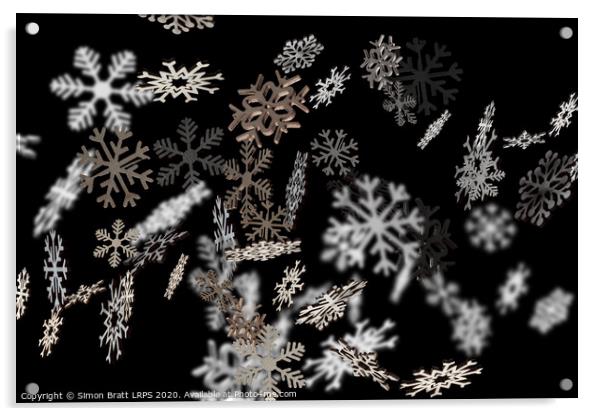 Stylish falling snowflakes pattern on black Acrylic by Simon Bratt LRPS