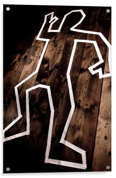 Dead man outline on floor Acrylic by Simon Bratt LRPS
