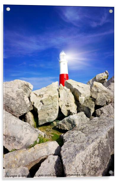 Portland Bill Lighthouse in Dorset UK Acrylic by Simon Bratt LRPS