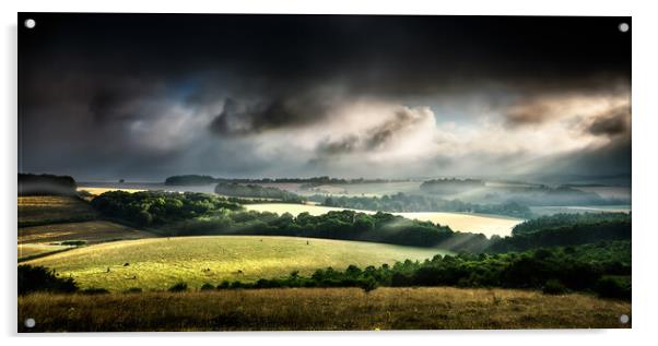Rural landscape stormy daybreak Acrylic by Simon Bratt LRPS