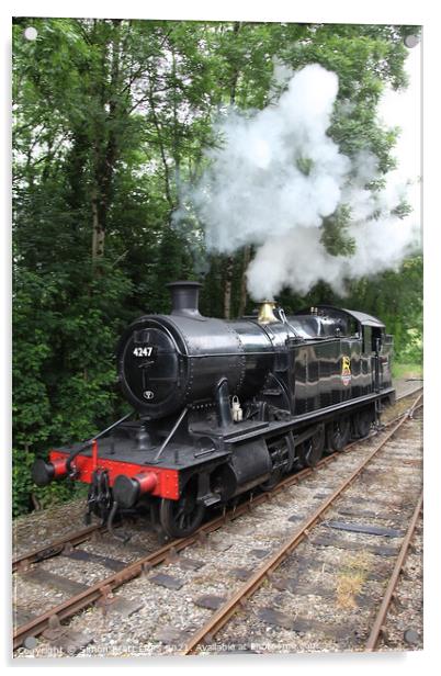 Steam train 4247 Bodmin & Wenford railway  Acrylic by Simon Bratt LRPS