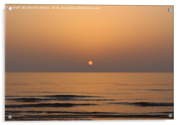 Sea and sun  Acrylic by Lokendra Dhakal