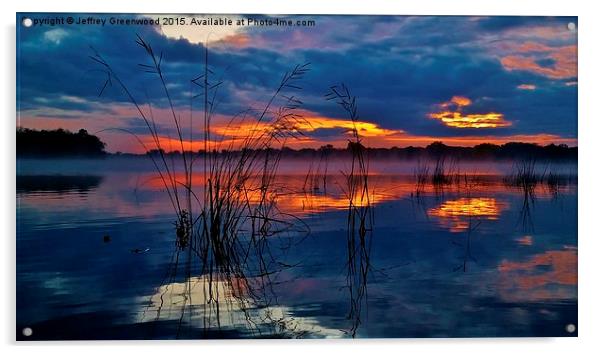  Blue sunrise with reeds Acrylic by Jeffrey Greenwood